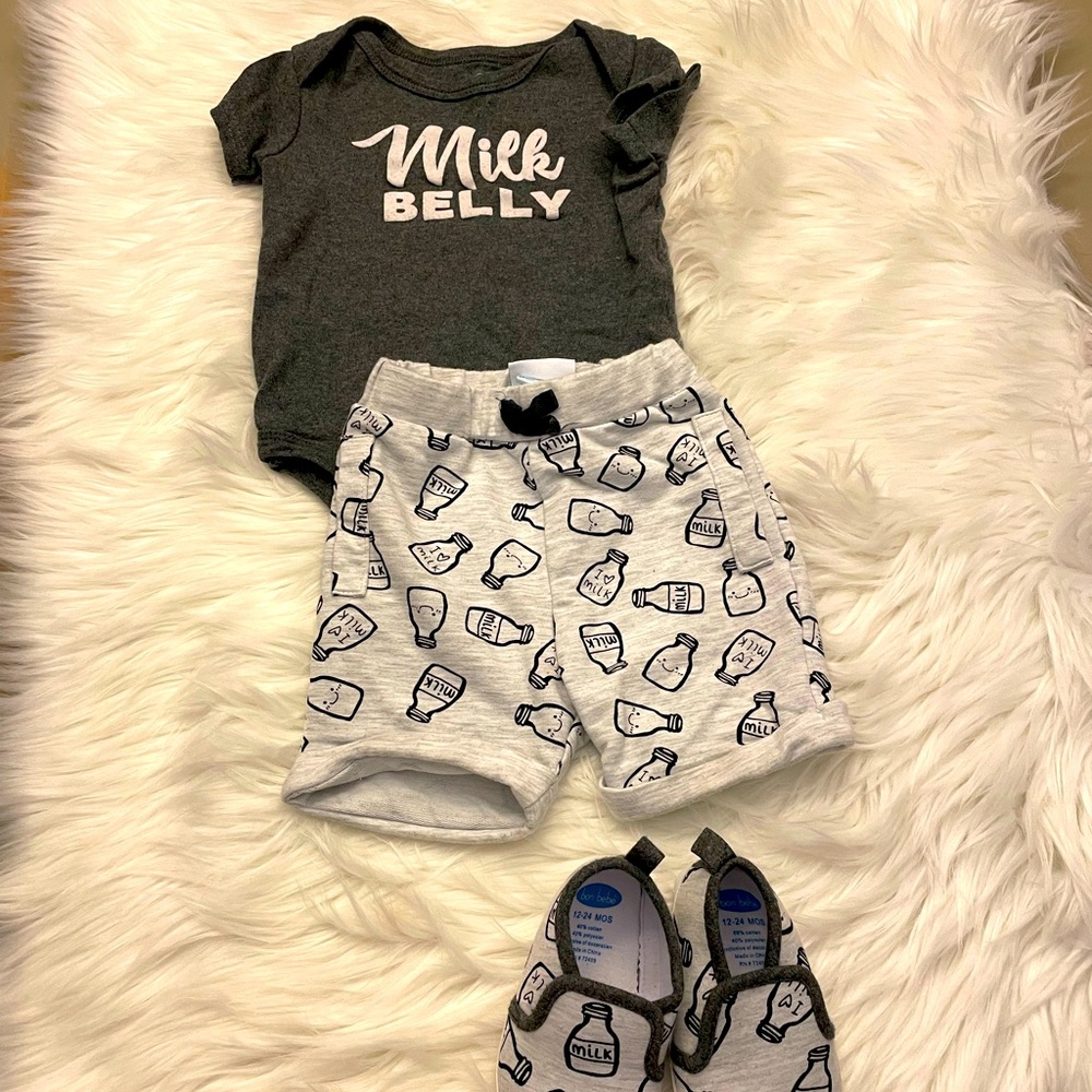 Bon Bebe “milk belly” Baby Boy Outfit Set (B7)